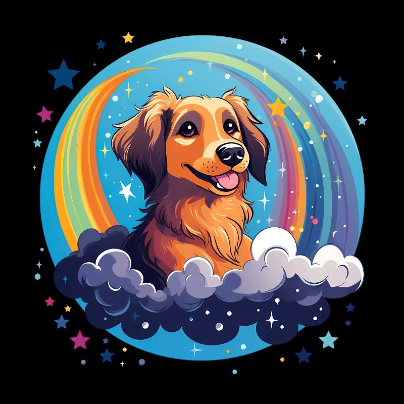 Dog with rainbow sky