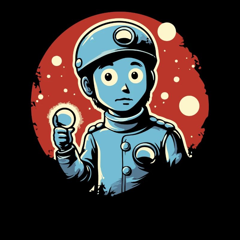 Ein Junge mit einer Lampe