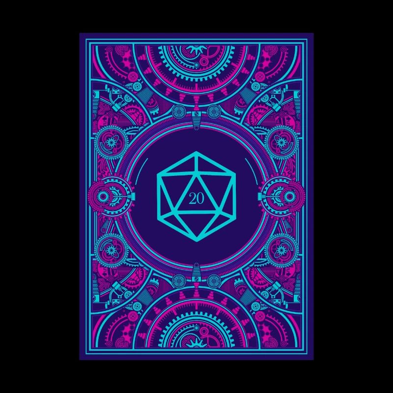 Synthwave Polyedral D20 Würfel Retrowave Steampunk