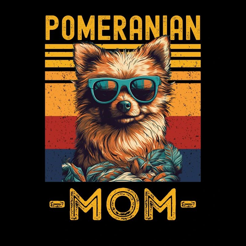 Zwergspitz mit Sonnenbrille Mama retro