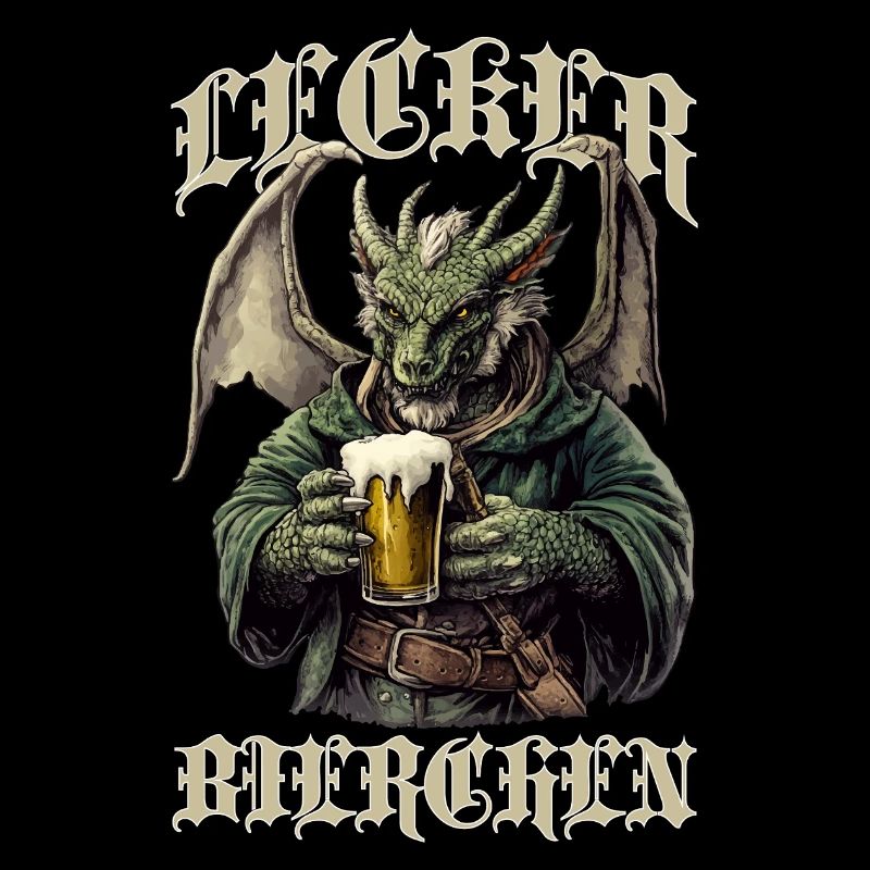 Lecker Bierchen X Fantasy Drache mit Bier lustiges