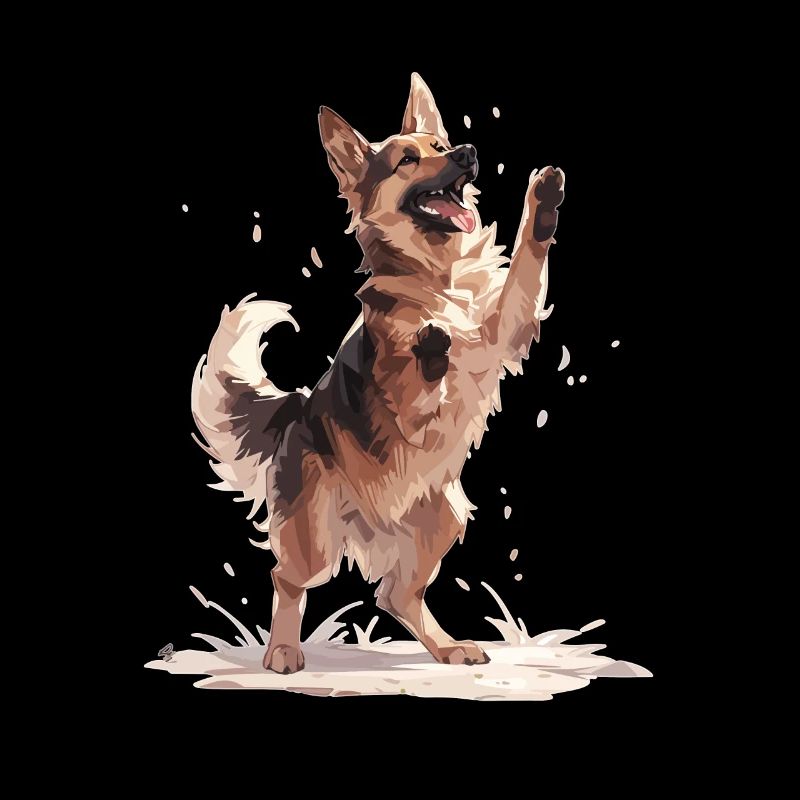 Lustiger tanzender Hund Deutscher Schäferhund
