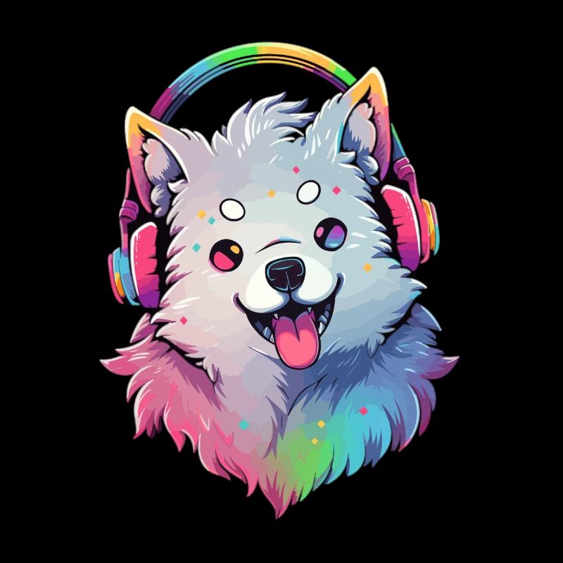 Amoureux des chiens EDM Samoyède DJ