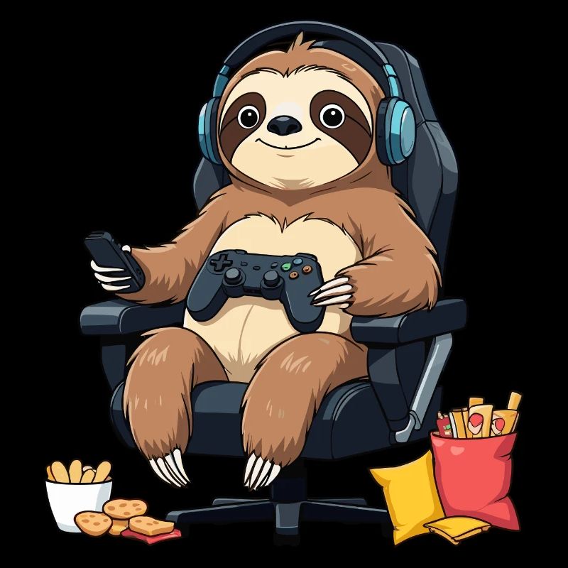 Gaming sloth in chill mode