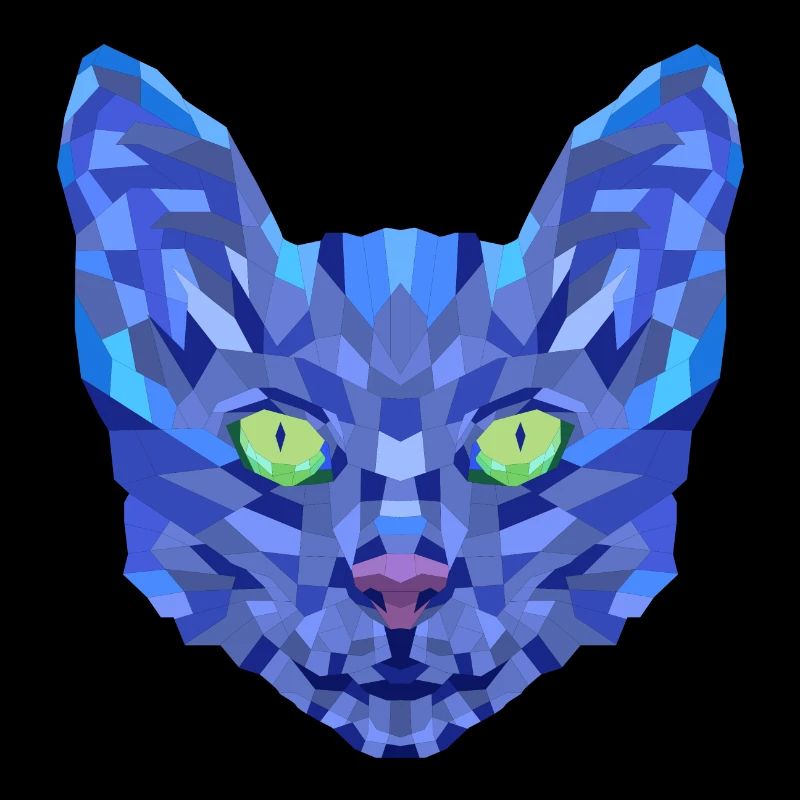 Chat Bleu Polygonal
