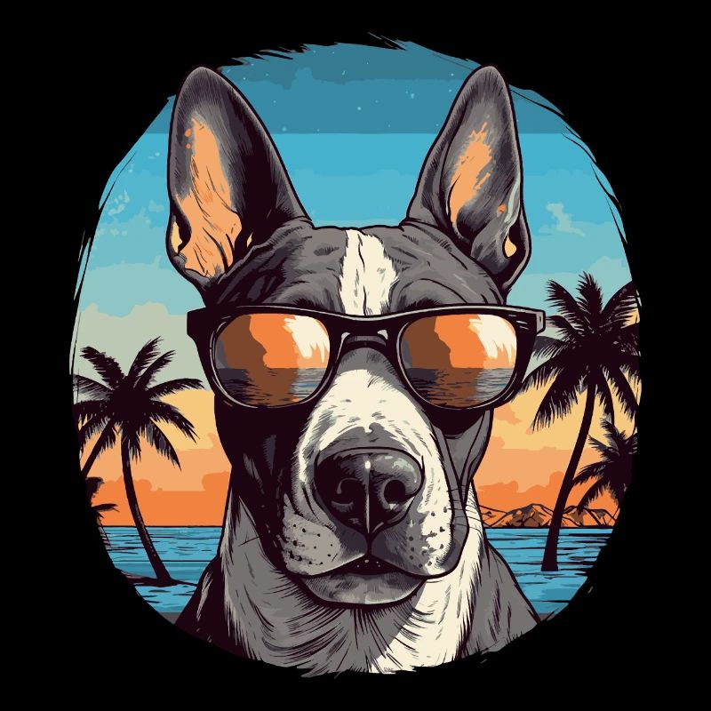 Bull terrier joyeux dans l’ambiance des vacances