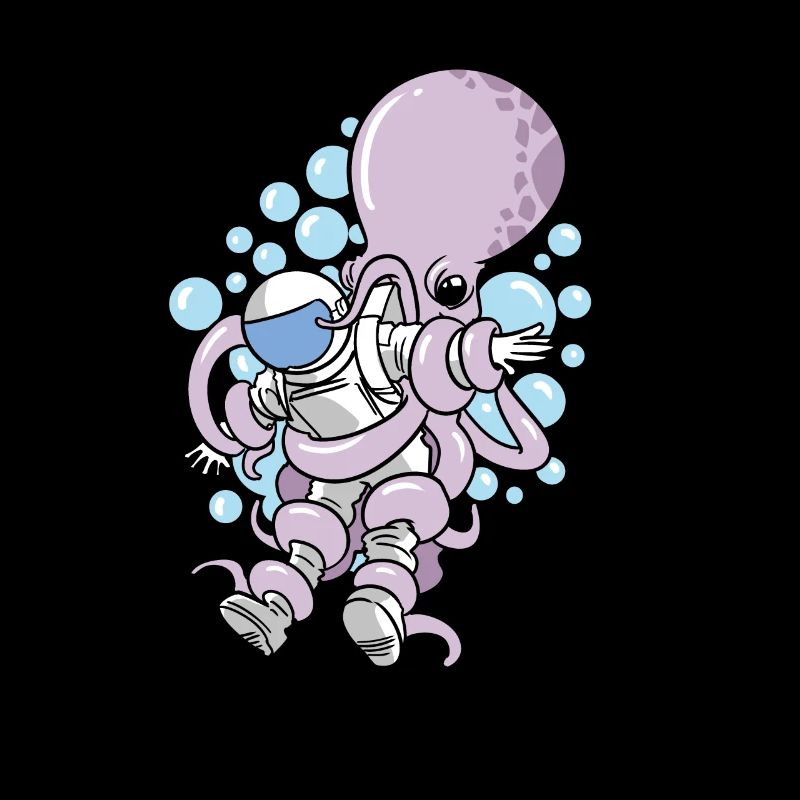 Large octopus octopus octopus eats astronaut