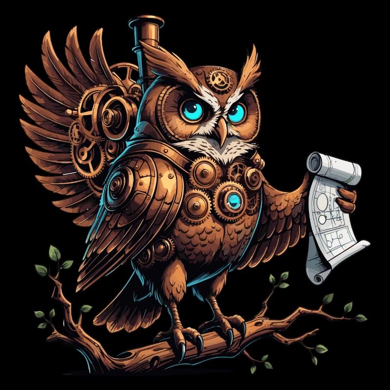 Steampunk - Eule mit Zahnrädern