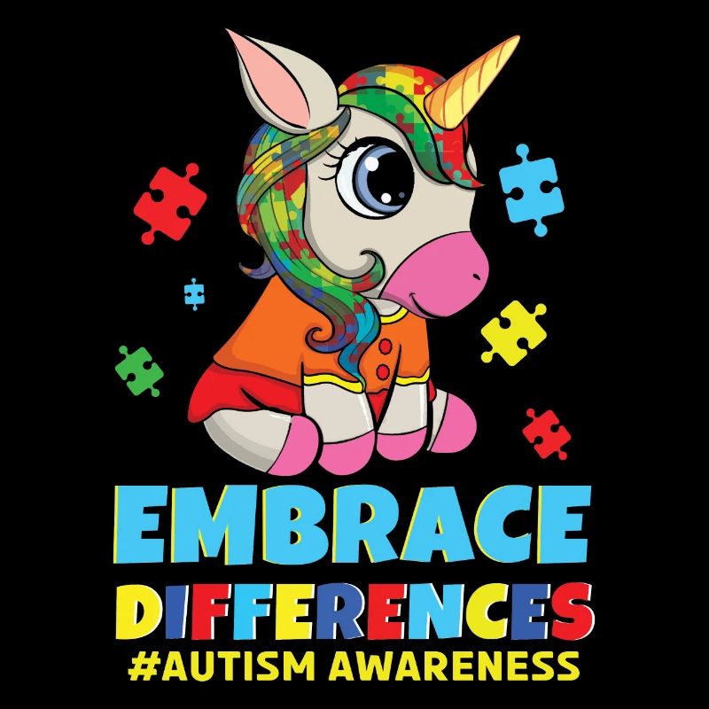 Verschiedene bunte Puzzle Einhorn Autismus Bewusstsein