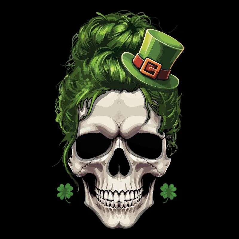 St Patricks Day Totenkopf Mit Grünem Haar Und