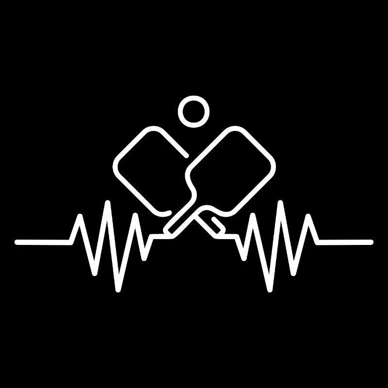 Pickleball Paddle Pulse Lines Heart ECG