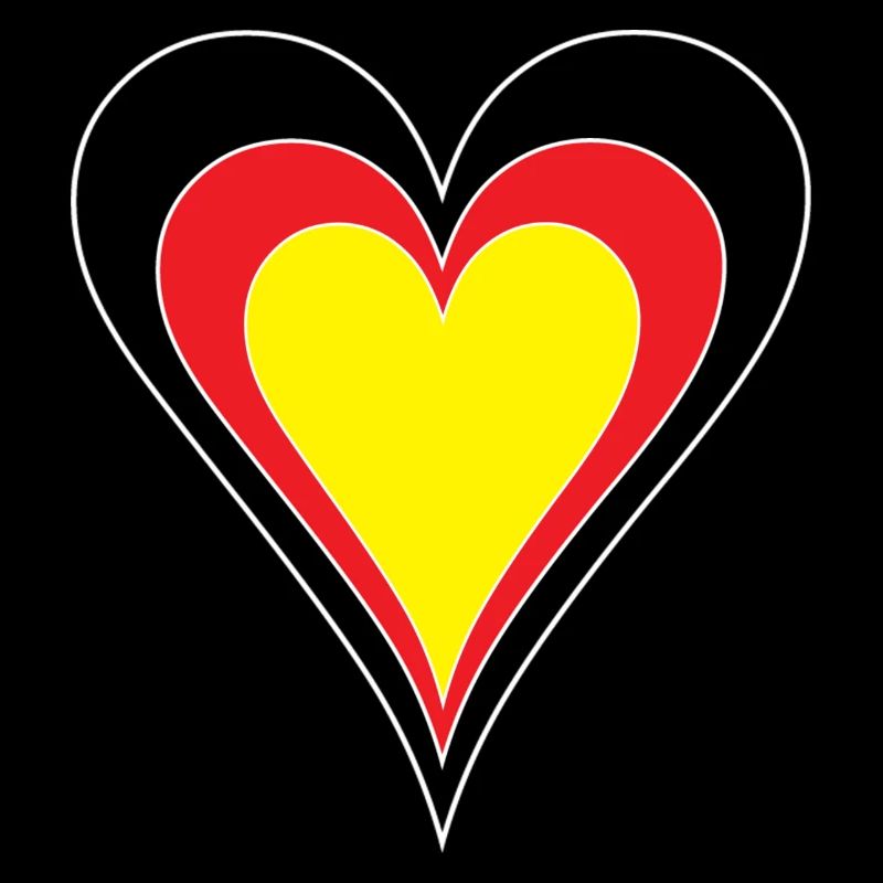 Germany flag colored hearts white border