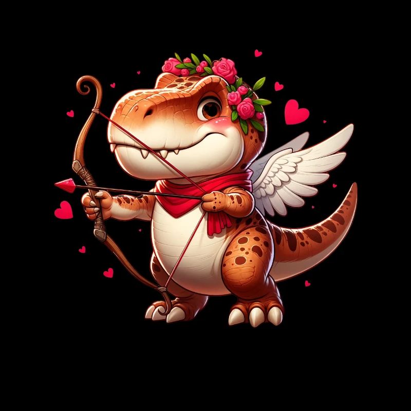 Cupidon T-Rex Saint Valentin dinosaure amour flèche