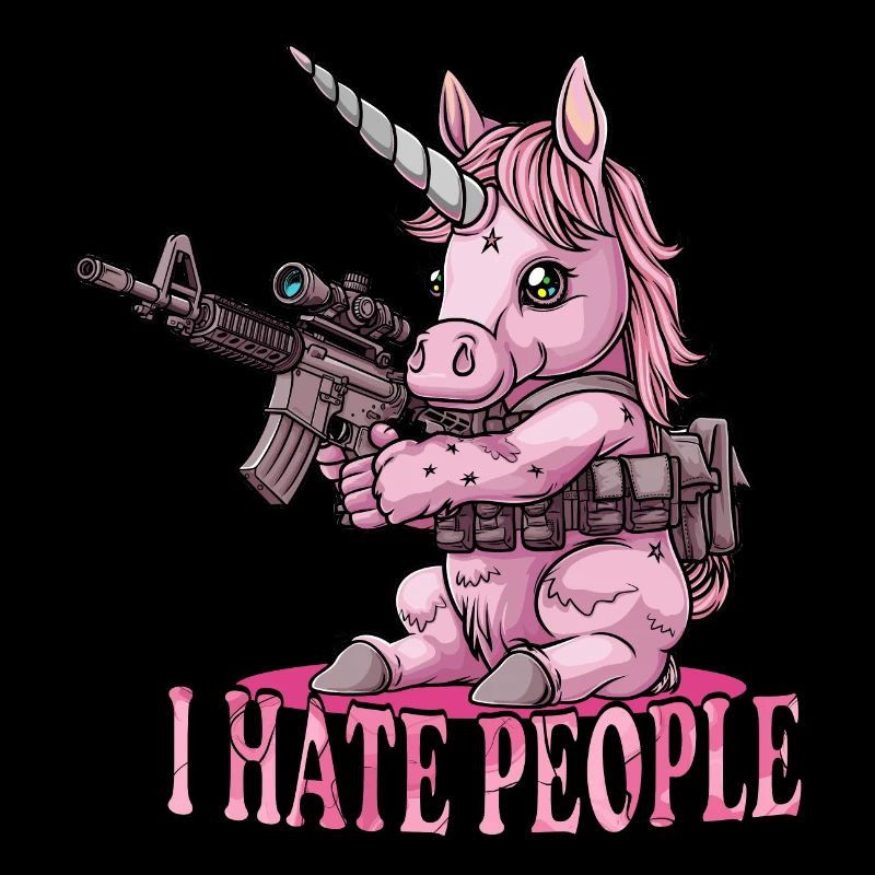 Unicorn Einhorn I hate people Ich hasse Menschen