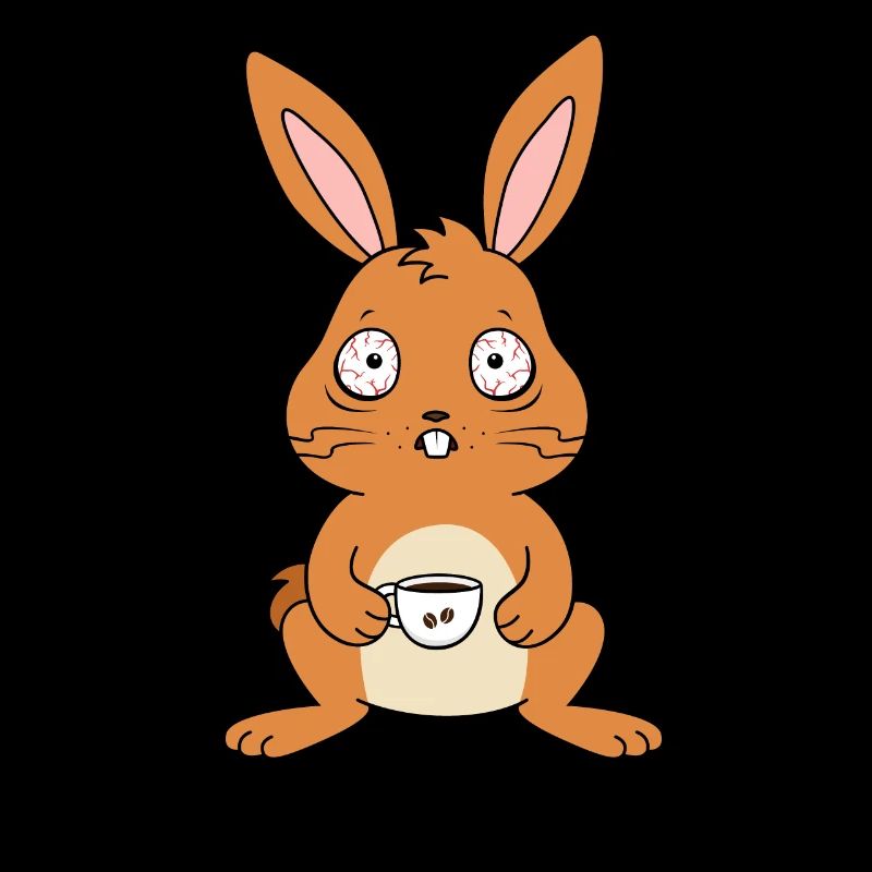 Coffee drinker Tired rabbit with coffee Early in the morning
