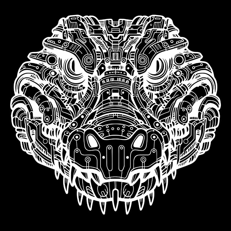 Biomechanical Crocodile - White Design