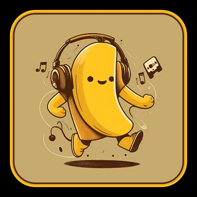 Banane mit Kopfhörer