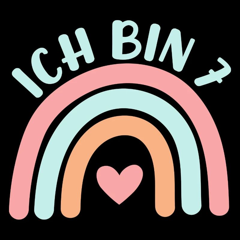 Ich bin 7 niedliche Regenbogen Design Junge Mädche