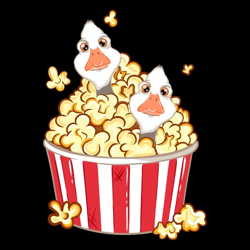 Deux canards jouant dans le pop-corn