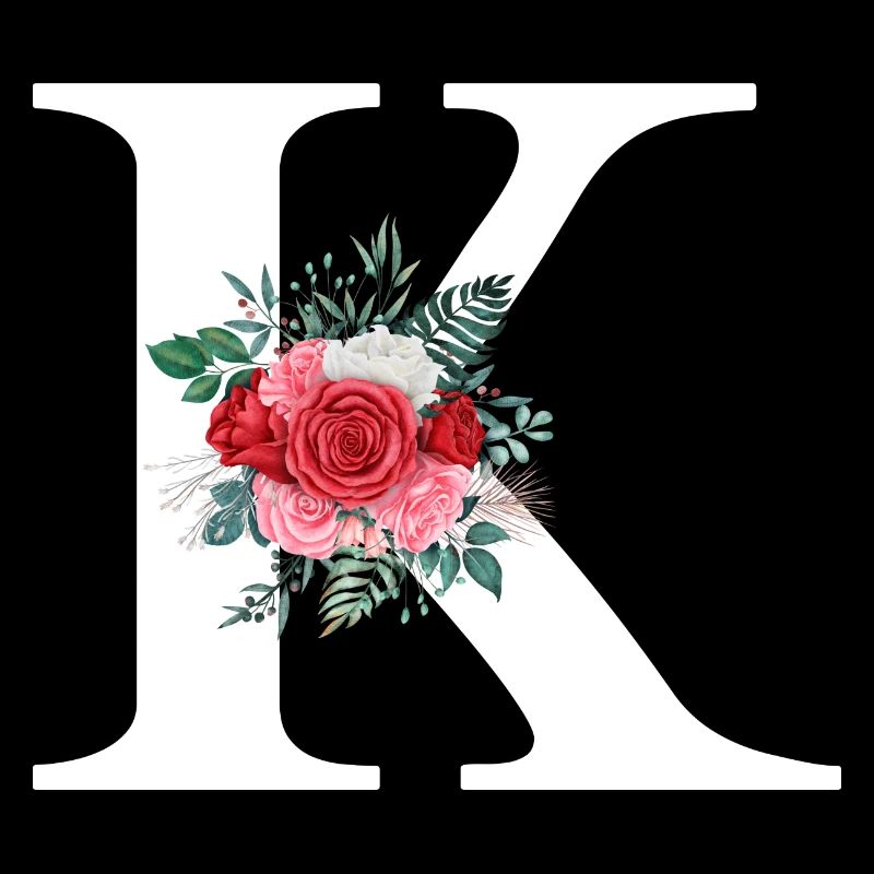 Roter floraler K-Buchstabe