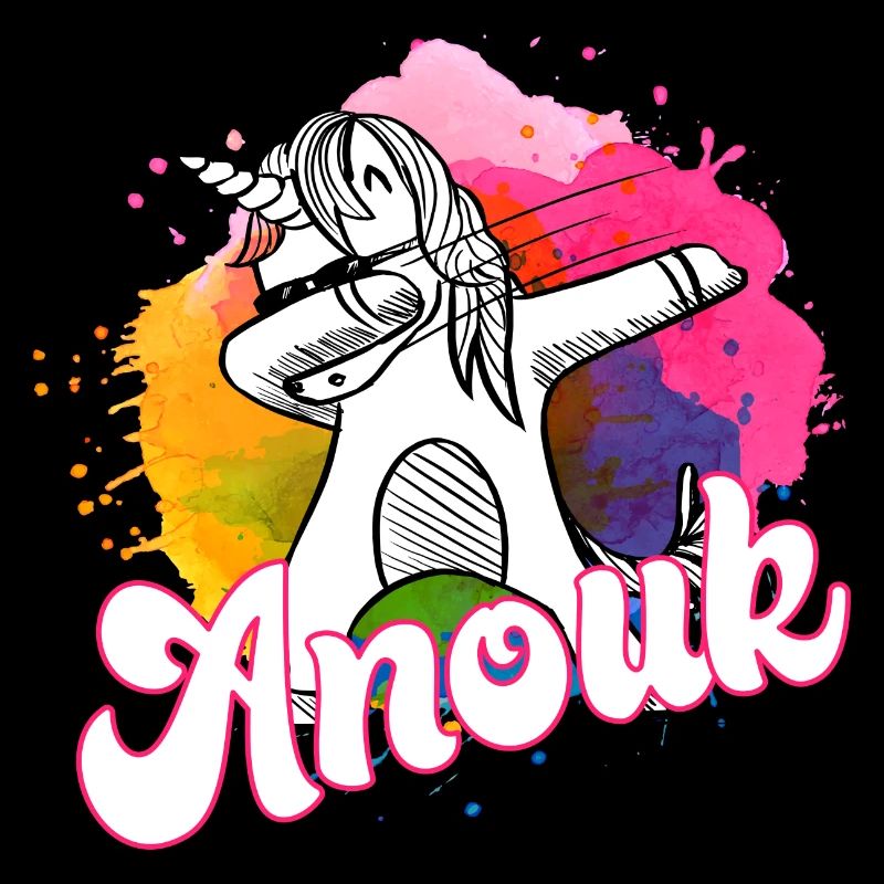 ANOUK - Schöner Name mit dabbing Einhorn
