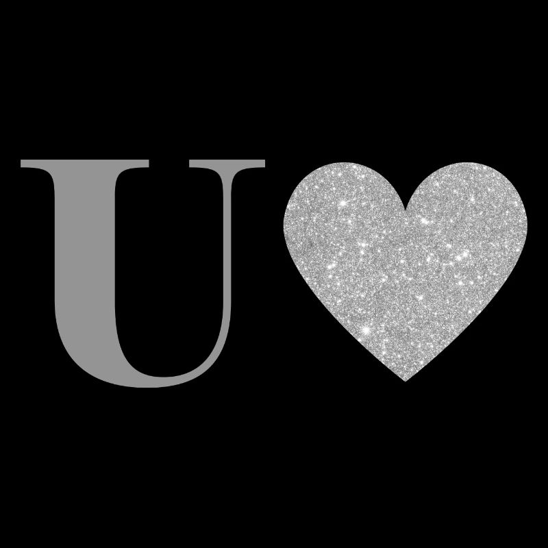 Silver Heart Letter u