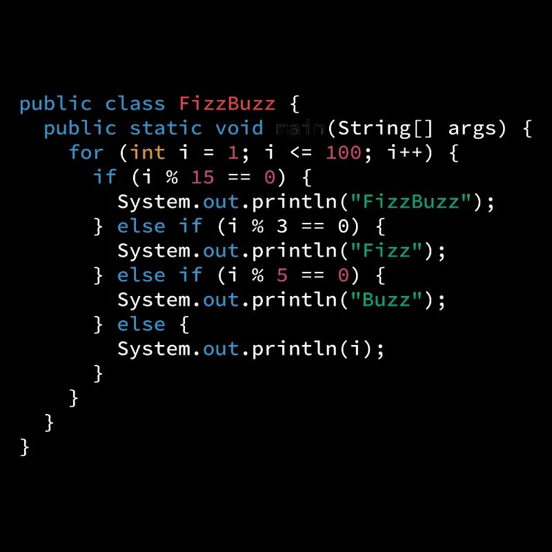 FizzBuzz algorithm programming language Java