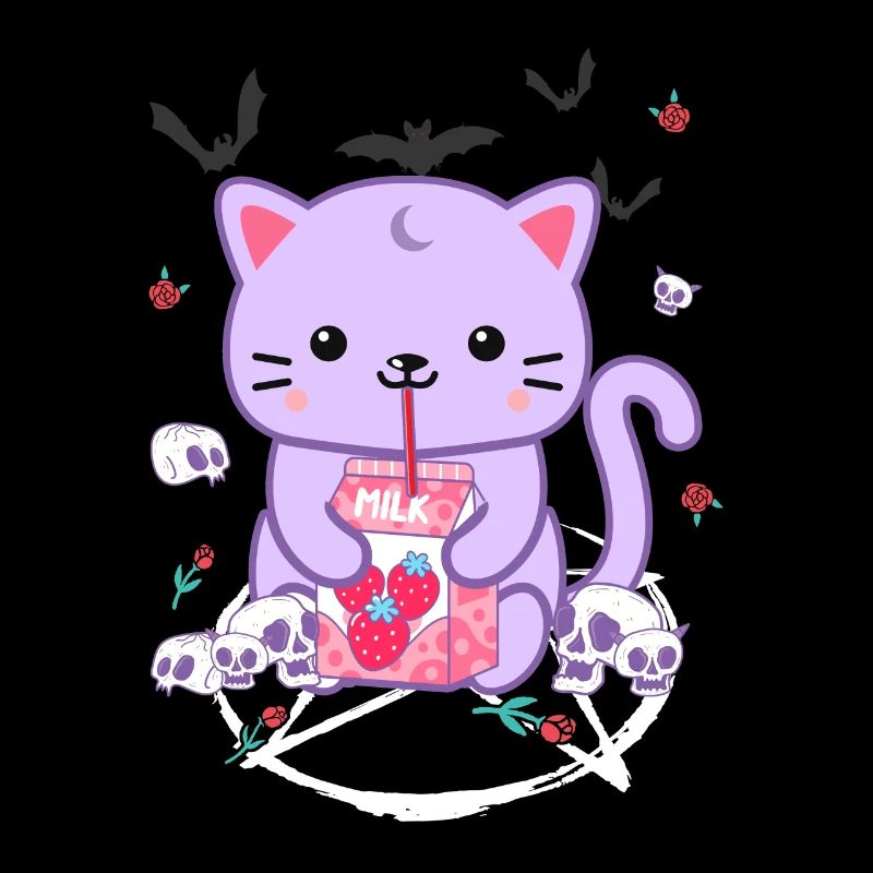 Katze Erdbeermilch Goth-Katze Goth Geschenk