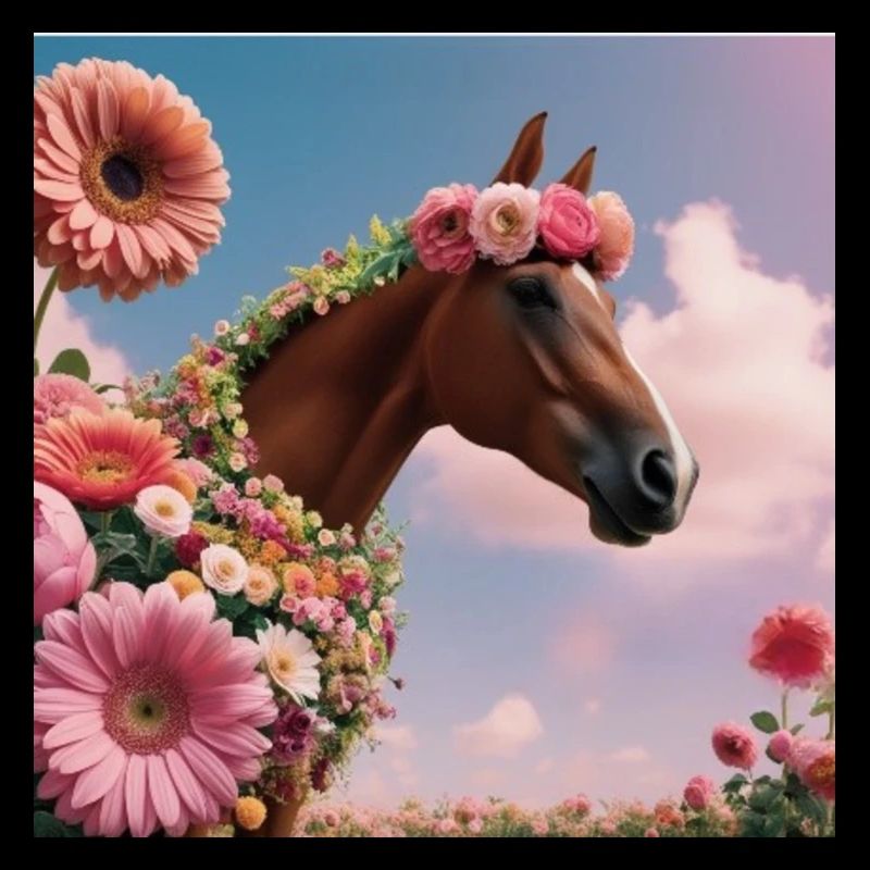 Pferdemädchen : Pferd mit Blumen