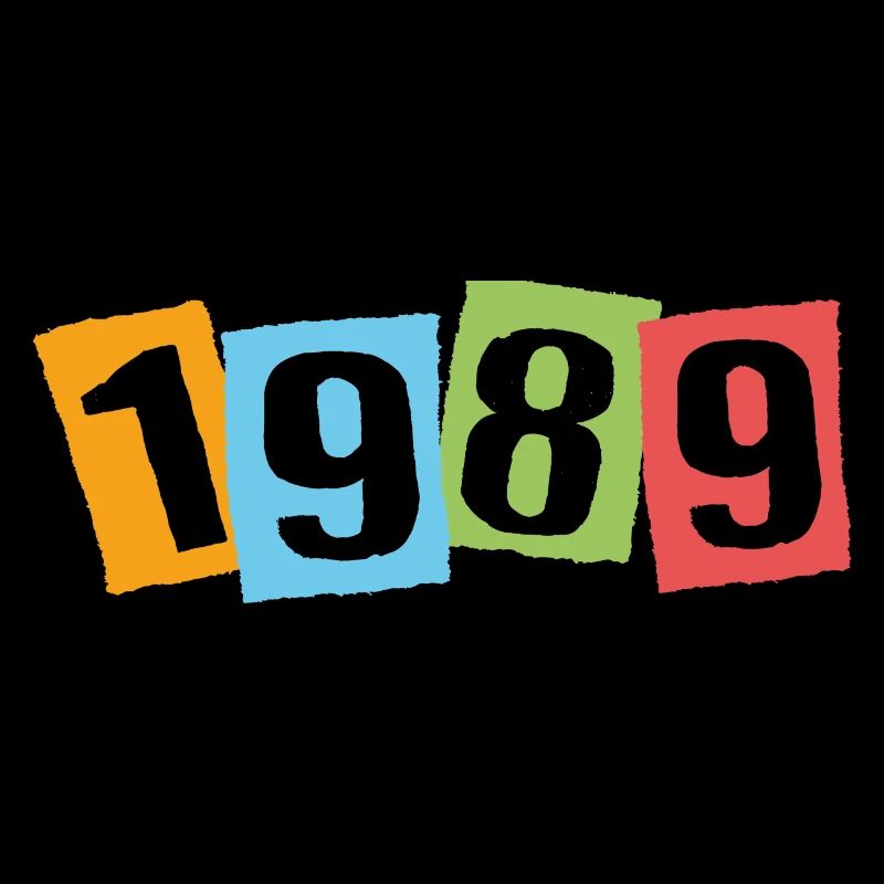 Né en 1989 – Anniversaire avec de grands numéros colorés
