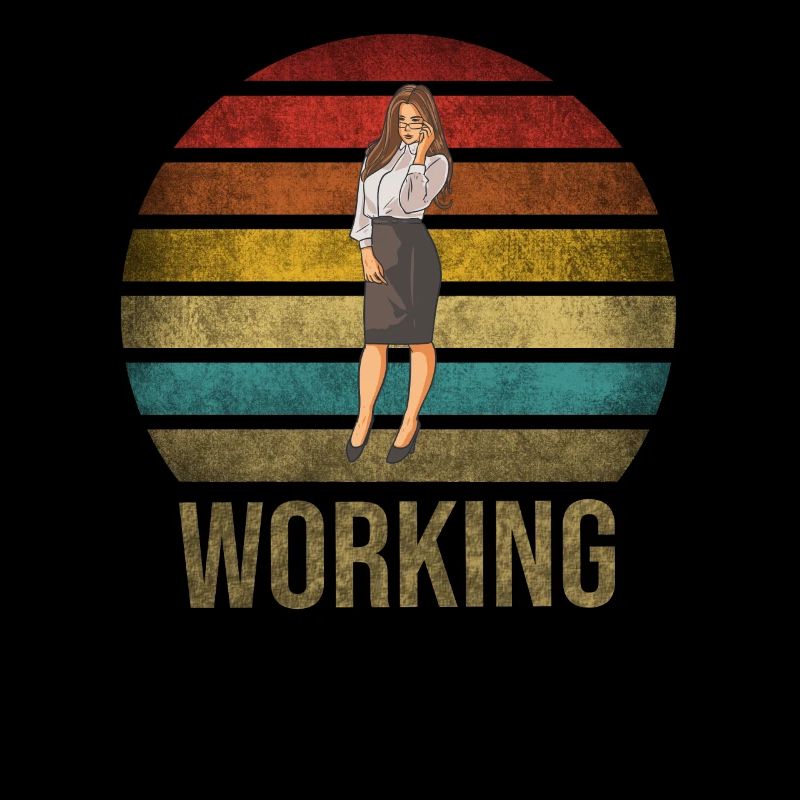 Secretary At Work Hot Office Retro Sunset