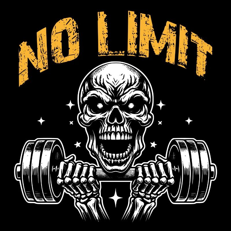 No Limit Hard Workout Skull with Dumbbell
