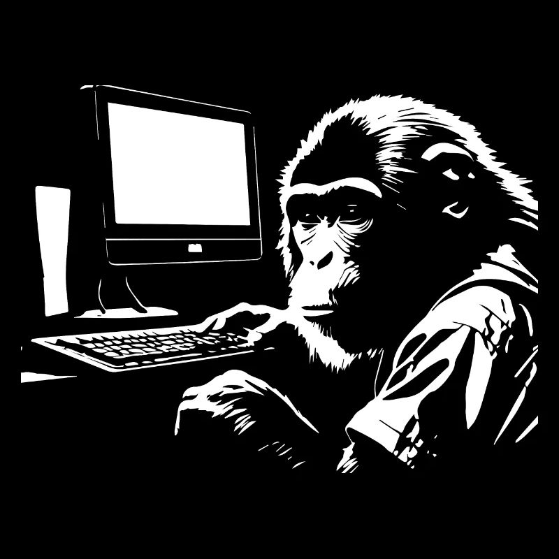 monkey in front of computer