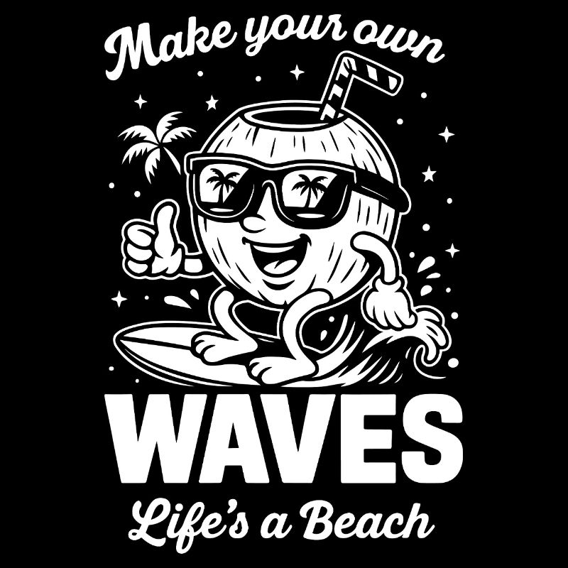 Surfing coconut with sunglasses