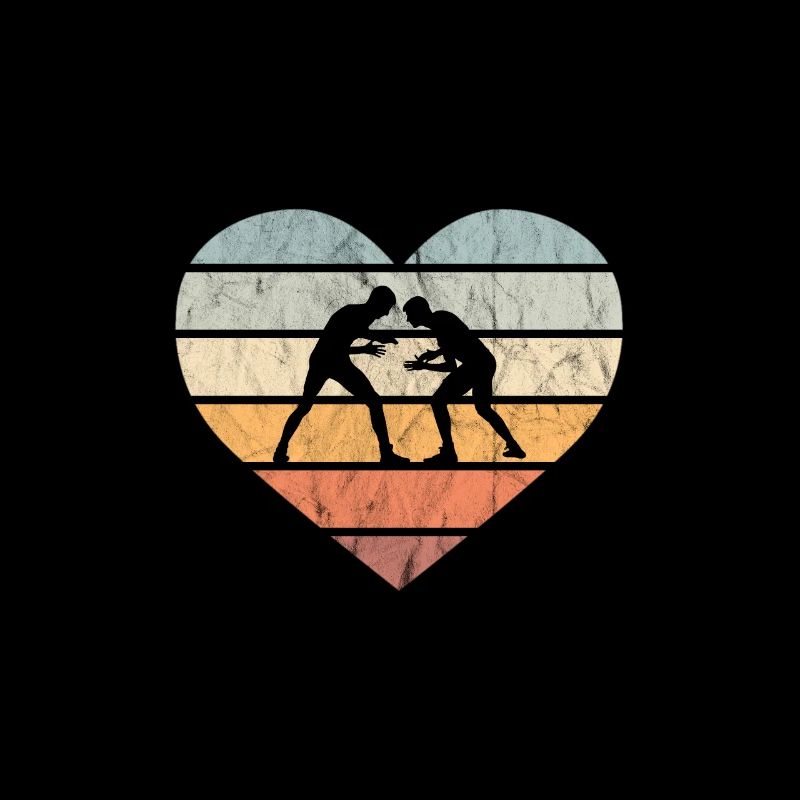 Ich liebe Ringen Ringkampf Retro Herz