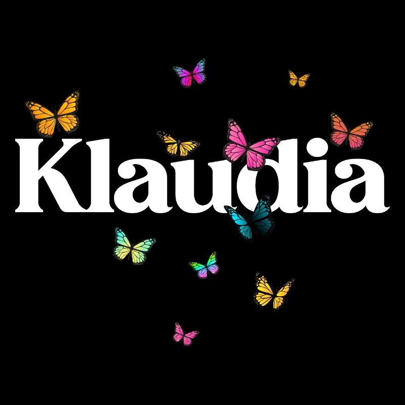 Schöner Mädchenname Klaudia mit Schmetterlingen 