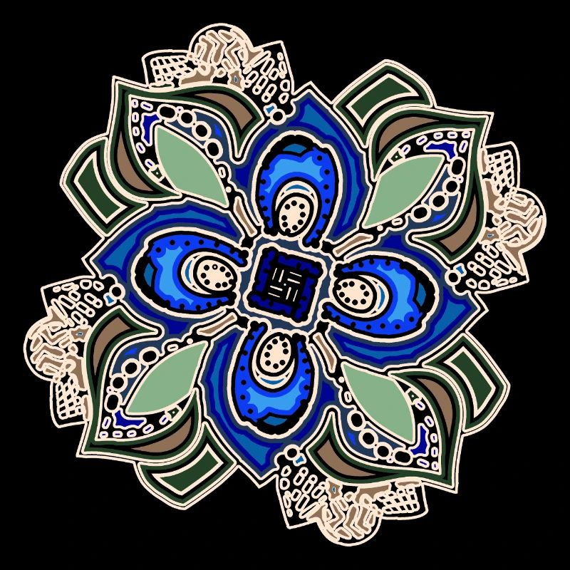 Teal Extravagant Mandala Flower