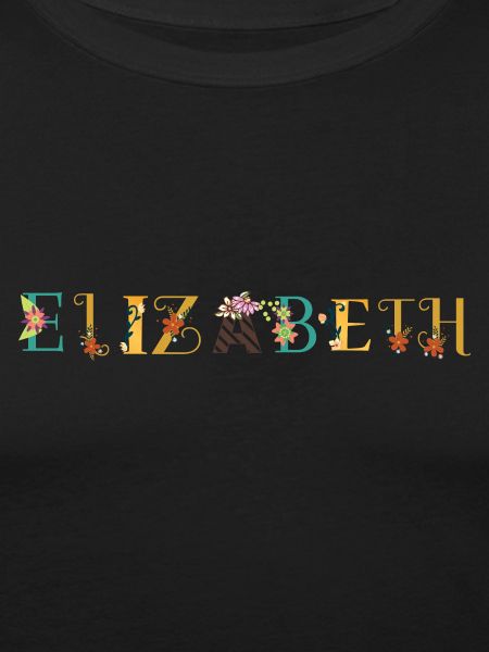 ELIZABETH Nome Arte Con Fiori Ricamati