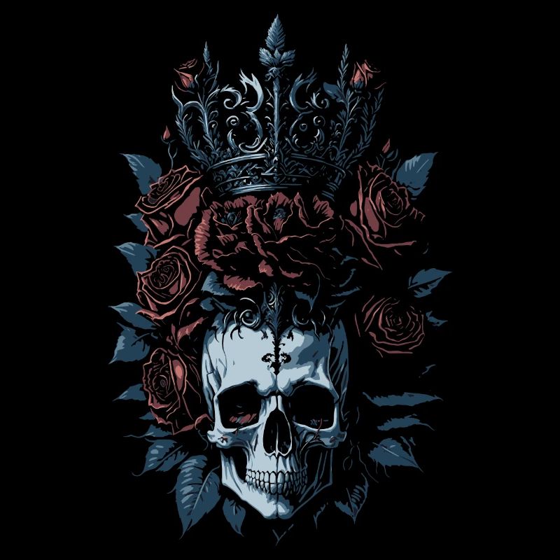 Illustration de crâne avec couronne et roses