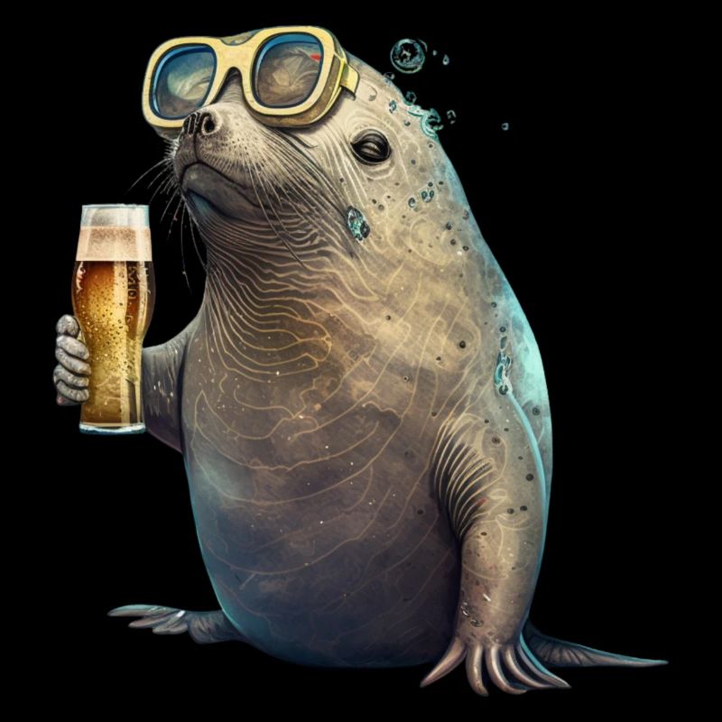 Drôle de phoque cool avec de la bière et des lunettes de soleil