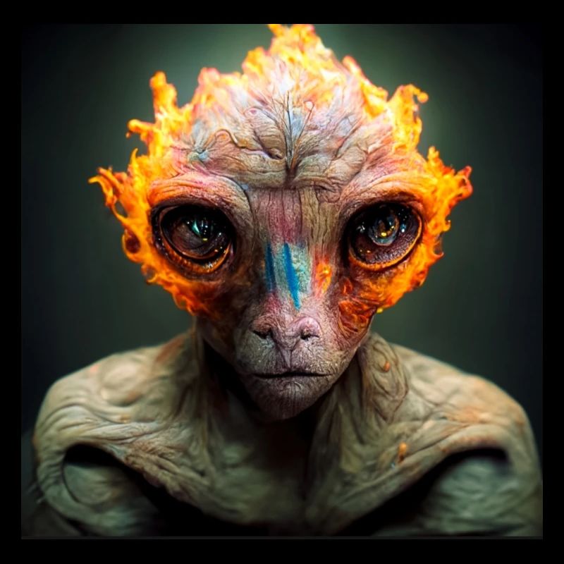 Alien with fire in his eyes