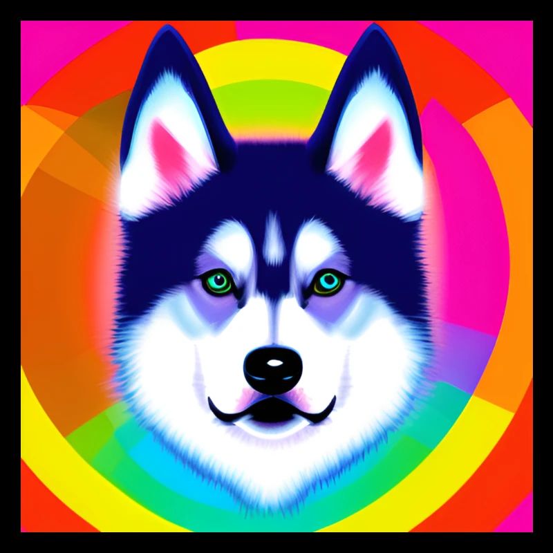 Cute Rainbow Husky Comic Design