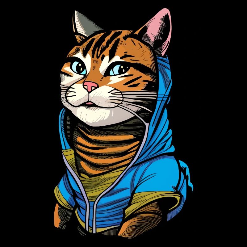 Illustration cool d’un chat avec sweat à capuche