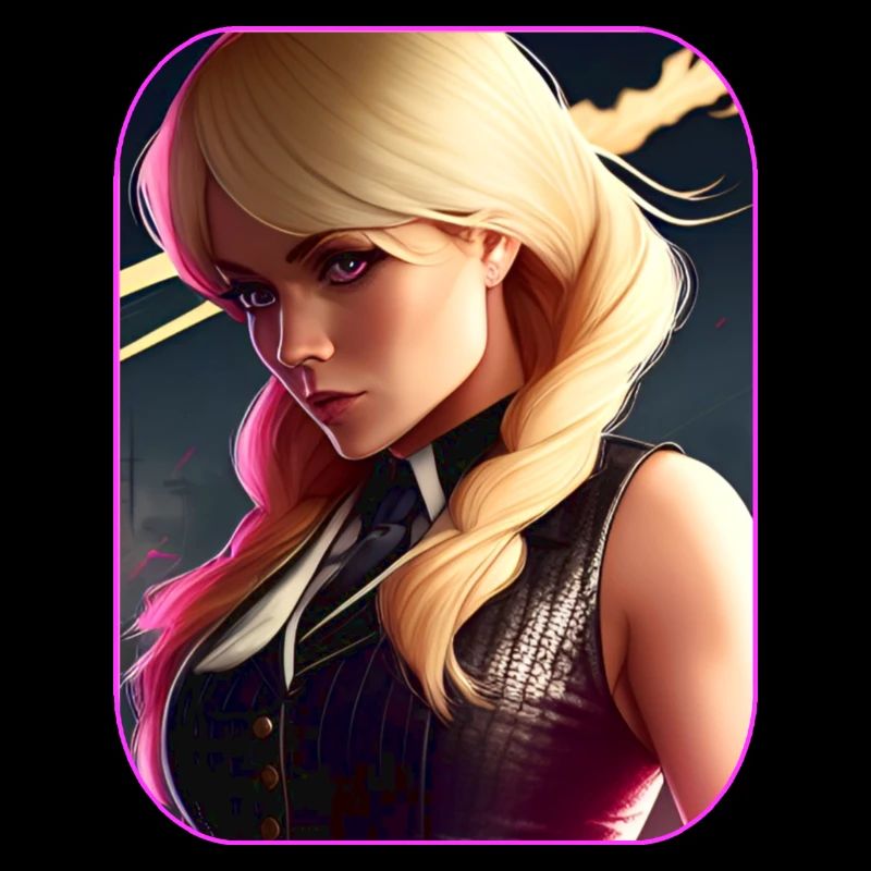 Fille blonde en steampunk cool avec du rose