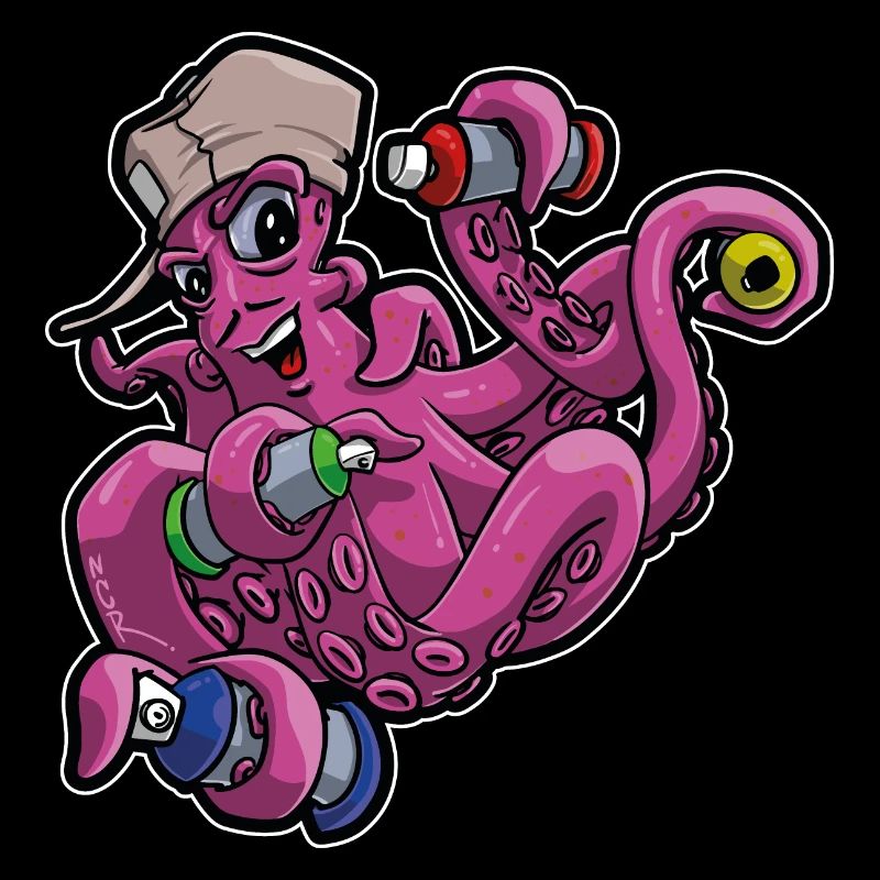 🐙 Graffiti Krake. Cooles Motiv, Character Style