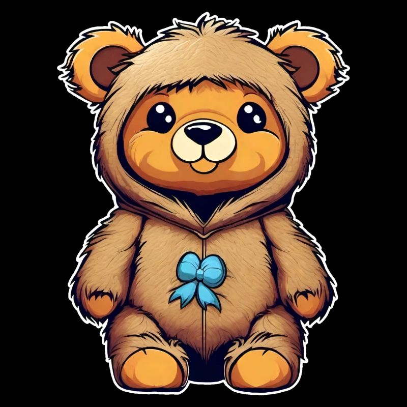 Ours en peluche mignon avec noeud bleu