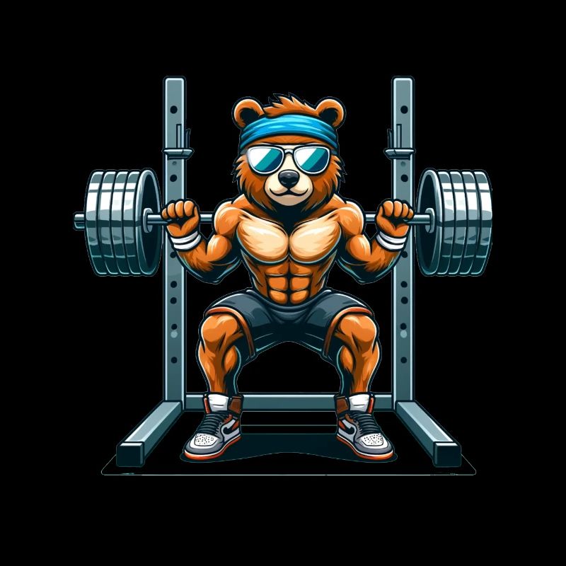 Strong Bear Squatting in the Gym