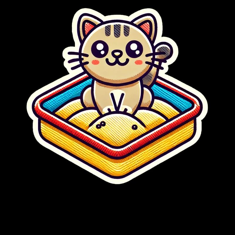 Chat mignon assis dans le bac à sable Style Patch