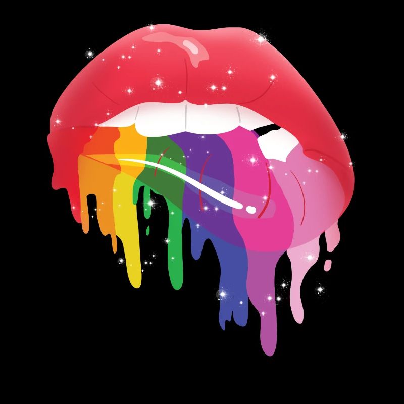 LGBT Glossy Rainbow Gay Pride Dripping Lips