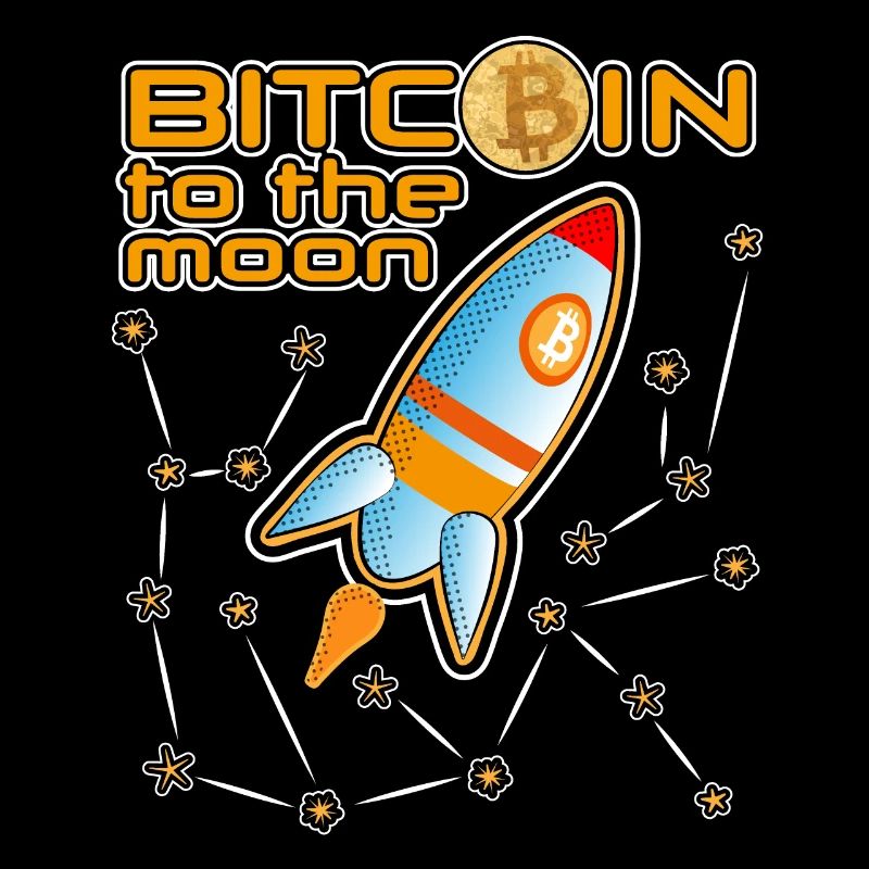 Bitcoin to the moon N black